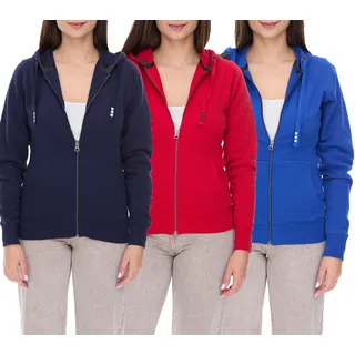 Elevate Arora Damen Sweat-Jacke mit Kapuze 300 g/m2 schlichte Baumwoll-Jacke Pullover Blau, Rot oder Dunkelblau - XS