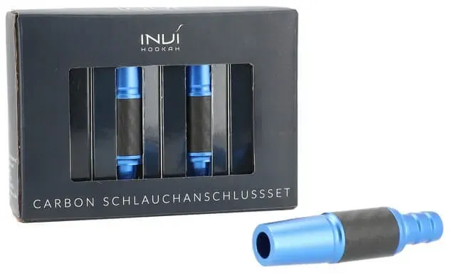INVI Schlauchanschluss Set Alu-Carbon 18/8er | Blau