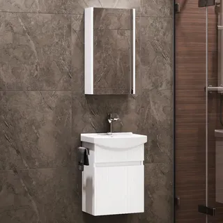 Planetmöbel Badmöbel-Set mit Spiegelschrank Wega 45cm Weiß matt