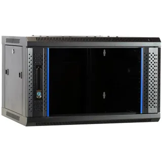 DSIT 4HE Netzwerkschrank Serverschrank, Wandgehäuse, mit Glastür (BxTxH) 600 x 450 x 280mm - Schwarz - Traglast 60 kg