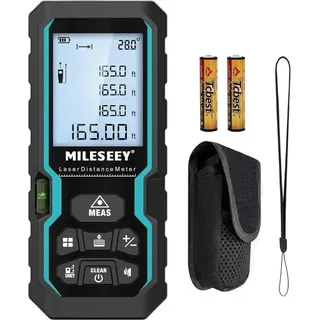 Digitaler Laser-Entfernungsmesser, 50 m/165 Fuß Lasermessgerät mit elektronischer Wasserwaage und LCD-Hintergrundbeleuchtung, IP54 m/in/ft/ft+in