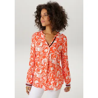 Aniston CASUAL Schlupfbluse mit fantasievollem, grafischen Blumendruck Rot 46