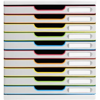 Exacompta Schubladenbox Modulo A4+ 10 Fächer, weiß/bunt / weiß