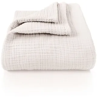 Laynenburg Tagesdecke Musselin aus 100% Baumwolle – Baumwolldecke, Kuscheldecke, Wohndecke als Sommerdecke, Bett-Überwurf, Couch-Überwurf, Sofa-Decke beige 150 cm x 200 cm