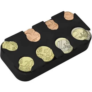 kwmobile Münzbox für Euro Münzen - 8 Fächer von 1 Cent bis 2 Euro - Münzhalter Münzsammler - Münzspender Sortierer in Schwarz