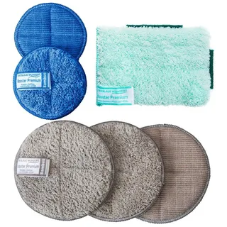 Das blaue Wunder Booster Premium Allrounder Bunt 6 STK, 2 Seiten Reinigungspad für Küche, Bad, Auto, Garten, Bambusfasern super saugstark, Spülschwamm, Fugenschwamm