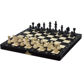 Sunrise Chess Kleines Lux Magnetschach Figuren mit Magnet Perfekt für unterwegs Komfortables Gameplay Traditioneller Look Aus Holz Gut ausbalanciert