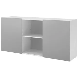bümö Sideboard office Sideboard mit Schwebetür, Dekor: Weiß/Silber silberfarben|weiß