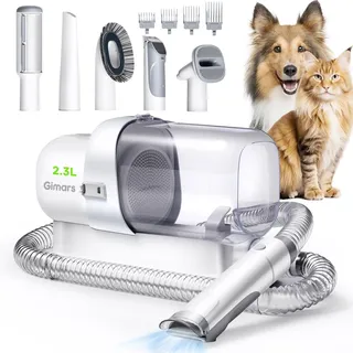 GIMARS 2,3L Hundeschermaschine mit Staubsauger, 12000k Pa Saugkraft Hundestaubsauger Leises Schermaschine Katze Hund haarschneidemaschine mit 5 Pflegewerkzeugen, Tierhaarentferner mit hundebürste