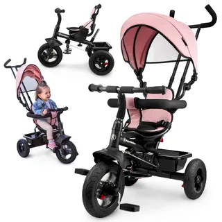 HyperMotion 3-in-1 Dreirad mit Schiebestange und Vollgummirädern für Kinder 1-4 Jahre - Rosa