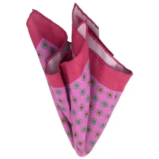 BGENTS Einstecktuch Handrolliertes Einstecktuch aus Baumwoll-/Leine mit geo-Muster, Made in Italy rosa