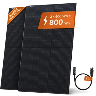 JA Solar 400W Solarpanel Full Black JAM54S31 2er Set 800 Watt - Balkonkraftwerk Solarmodul je 400 W