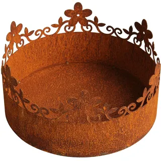 Manufaktur Lichtbogen Rost Schale mit Blumenrand 30 cm