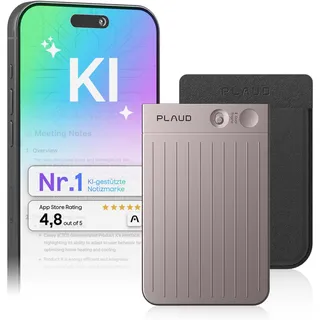 Plaud Note KI Digitales Diktiergerät mit Hülle - 64 GB Aufnahmegerät mit KI-Technologie zum Transkribieren und Zusammenfassen, One-Touch-Aufnahme, Rauschunterdrückung, Unterstützt 112 Sprachen