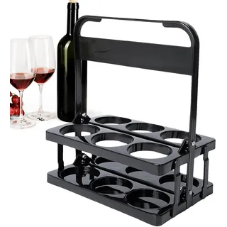 Amesor Faltbarer Getränketräger, Flaschenträger Für 6 Flaschen, Tragbarer Bierregal Bierkorb Flaschenkorb Flaschen Getränkeflaschenhalter, Kunststoff Flaschenhalter Faltbar Flaschenkorb Mit Griff