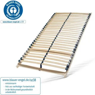 Sleepneo Lattenrost 90x200, Lattenrahmen aus Buche, 7 Komfortzonen, 28 Latten, Federholzrahmen Made in Germany, Lattenrost Selbstmontage, Traglast 150Kg