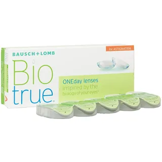 Bausch + Lomb Biotrue ONEday for Astigmatism Tageslinsen, torische Kontaktlinsen, weich, 30 Stück BC 8.4 mm / DIA 14.5 / CYL-1,25 / Achse 170 / +1,5 Dioptrien