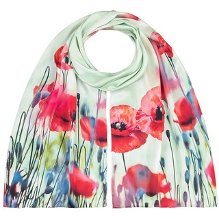 von Lilienfeld Seidenschal Schal 100 % Seide Mohnblumen Blüten Floral Maße 172 x 42 cm, reine Seide bunt