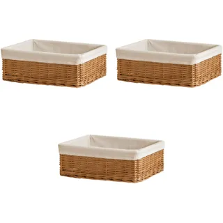 JISADER 3 stück Weidenkorb Gewebt, Papierseil Korb Geflochten, Rattan Aufbewahrungskorb mit Futter 35x25cm, Flechtkorb Rechteckig für kinderzimmer, Küchen, Badezimmer