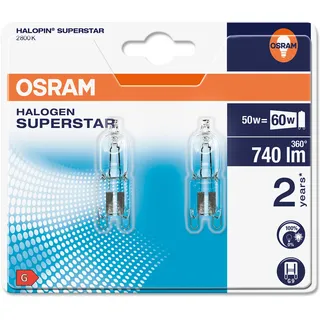 Osram Niedervolt-Halogenlampe G9 50 W 740,m 2er Set 4,3 x 1,4 cm (H x Ø)