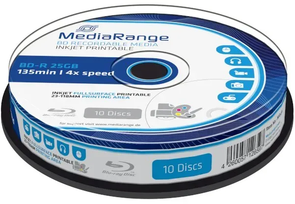 MediaRange Bluray-Disk BD-R auf Spindel (10 Stück) 25GB/ 4x speed MR495