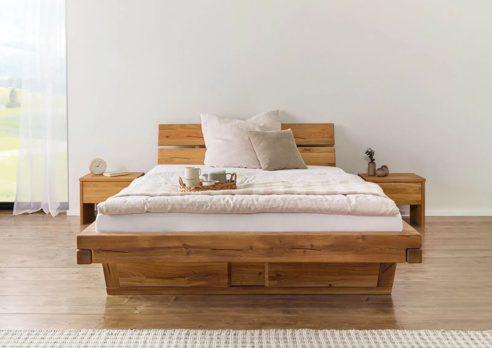 Bett mit Schubladen Eiche 180x200x87 natur geölt BREGENZ #111