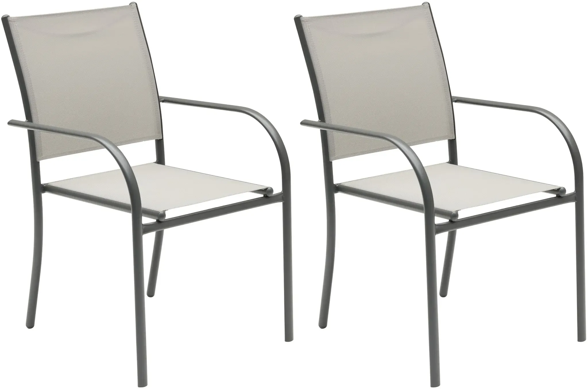 LC Garden »Campino« 2er Set Gartenstühle Beige Stapelstühle Bistrostühle Textilen