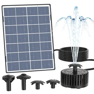 AISITIN 4,5W Solar Springbrunnen für Außen, Glas Solarbrunnen für Draussen, Solar Teichpumpe mit 3M Kabel, Solar Wasserpumpe mit 4 Effekte, Solar Fontäne Pumpe für Garten,Vogelbad,DIY Wasserspiele
