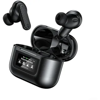 Feegow Übersetzer-Ohrhörer mit 144 Sprachen, Echtzeit-Simultanübersetzung, kabelloses Bluetooth-Headset mit Farbbildschirm, Rauschunterdrückung (schwarz)