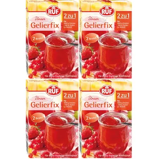 RUF Gelierfix 2 zu 1, veganes Geliermittel zum Einkochen und Gelieren von Marmelade, Konfitüre & Gelee, glutenfrei (Packung mit 4)