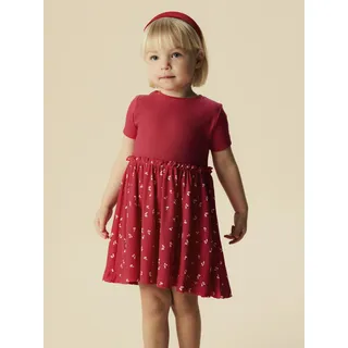 NAME IT Jerseykleid "NMFHAISY SS DRESS PB", Mädchen, Gr. 92, N-Gr, rot (love potion), Jersey, Obermaterial: 95% Baumwolle, 5% Elasthan, bedruckt, unifarben, bequem, Rundhals, Kleider Jerseykleid