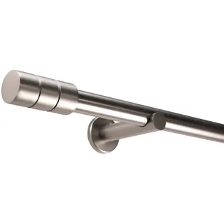 Deco-Raum Gardinenstange Zylinder, Ø 25 mm, 1-läufig, Wunschmaßlänge, kürzbar, Bohren, verschraubt, Metall, Komplett-Set mit Montagematerial silberfarben Ø 25 mm x 300 cm