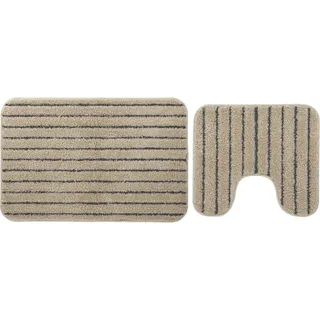 LIVARNO home Badezimmergarnitur, 2er-Set  (beige mit WC-Ausschnitt)