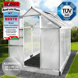 Aluminium-Gewächshaus 190x190x195