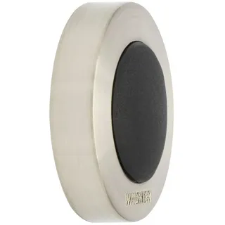Wagner Design-Wand-Türstopper Screw OR Glue/Schrauben oder Kleben - Durchmesser Ø 38 mm x 10 mm, Metall gebürstet, Edelstahloptik, thermoplastischer Kautschuk schwarz- 15514001
