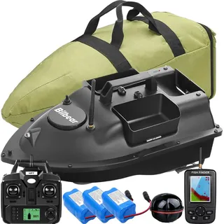 500M Kabellos Futterboot mit GPS Köderboot 3 Trichter Spielzeug Boot Fischerköder LCD Fischfinder Echolot Futterboot mit 3 Klappen und GPS Futter...
