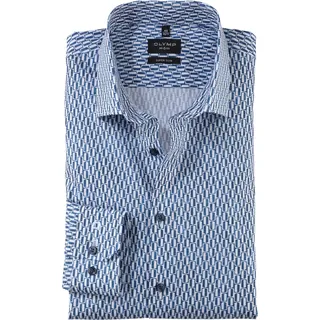 OLYMP Herren Businesshemd Langarm No. Six,Digitaldruck auf Uni,super Slim,Modern Kent,Rauchblau 13,41 - 41