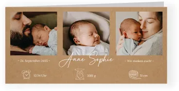 Geburtskarte: Pure Liebeskraft mit Fotos in Kraft Look
