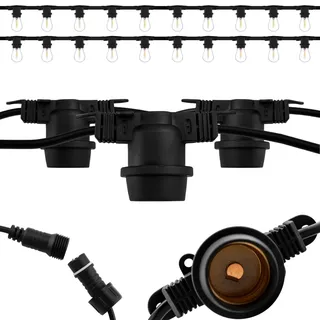 Lumiled Lichterkette Außen 20M mit 20x E27 Fassung 230V Gartenlichter Außenlichterkette Garten Balkon Terrasse Party 20er Dekolampe Outdoor Stecker IP44 wasserdicht Girlanden schwarz Hochzeit Sommer