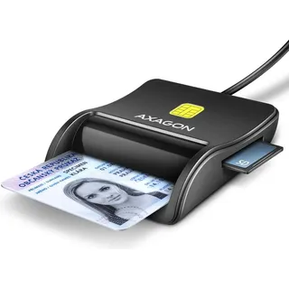 AXAGON CRE-SM3SD Smart card & SD/microSD/SIM card FlatReader, (USB 2.0), Schwarz