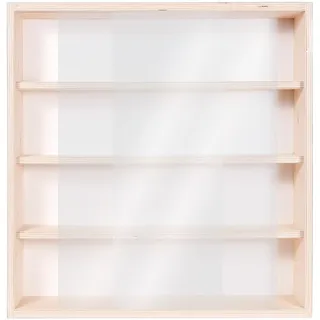 Alsino Sammlervitrine Setzkasten mit Scheibe Wandregal Holz Hängevitrine Deutsche Holzmanufaktur Mineralien Steine Figuren V-07 50 x 52 x 12 cm mit 2 Plexiglasscheiben