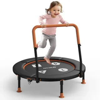 BCAN 91 cm Kindertrampolin für 1–6 Jahre, platzsparend klappbares Innentrampolin mit ASTM-, stabiler Schaumgriff, lückenlose dicke Siche - Schwarz