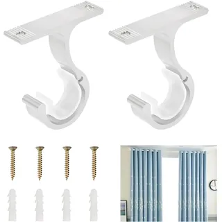 2 Stück Vorhangstangen Halterungen für 20-28 mm Durchmesser, Robuste Aluminiumlegierung Gardinenstangen Halterung, Verstellbare Gardinenstange Deckenmontage Mit Schrauben