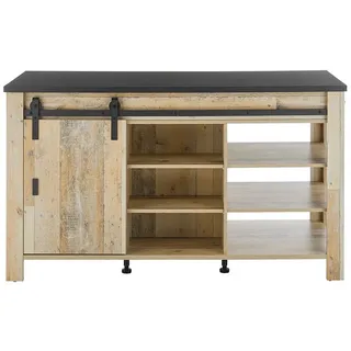 Lomadox Küchenzeile SHELTON-61, Kücheninsel in Old Style hell mit anthrazit Küche Küchenmöbel weiß