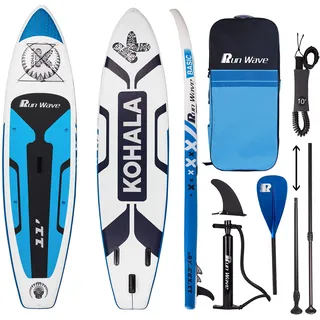Runwave Aufblasbares Stand-Up-Paddle-Board, 28,9 x 83,2 x 15,2 cm, rutschfestes Deck mit Premium-SUP-Zubehör, breiter Stand, Bodenflossen für Surfkontrolle, Jugendliche, Erwachsene, Anfänger