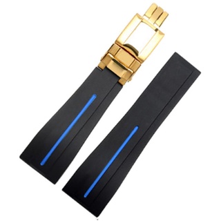 Richie strap 20 mm/21 mm Gummi-Uhrenarmband, Ersatzschnalle, passend für Rolex Yacht Master Oysterflex Submariner GMT Daytona 5513/16800/14060/16610/16613, Blau (goldene Schnalle), 20 mm, Armband