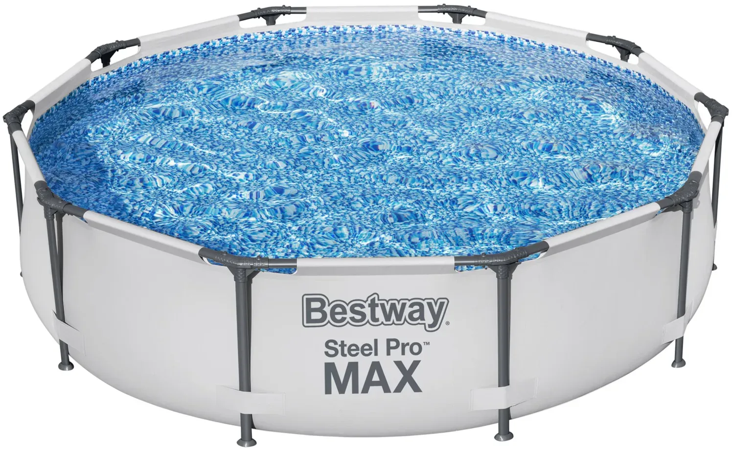 Bestway Steel Pro MAX Frame Pool ohne Pumpe Ø 305 x 76 cm, lichtgrau, rund