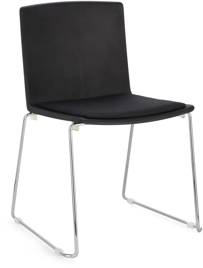 Esszimmerstuhl Giulia 4er-Set aus Metall, modern und stapelbar, silber schwarz, gepolstert