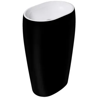 doporro Waschbecken freistehendes Standwaschbecken schwarz Gussmarmor Standsäule schwarz Oval | 53.5 cm x 88 cm x 36 cm