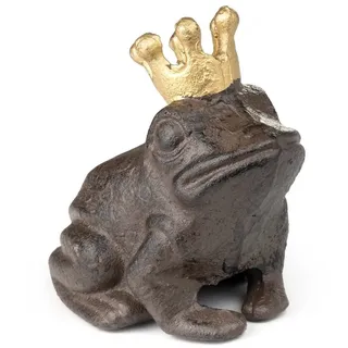 Moritz Dekofigur Froschkönig Figur, Gußeisen Garten Dekoration Gartenfigur Frosch Figur Teich Deko bunt|weiß